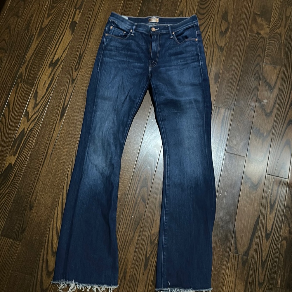 Mother the weekender fray stretch wide bottom